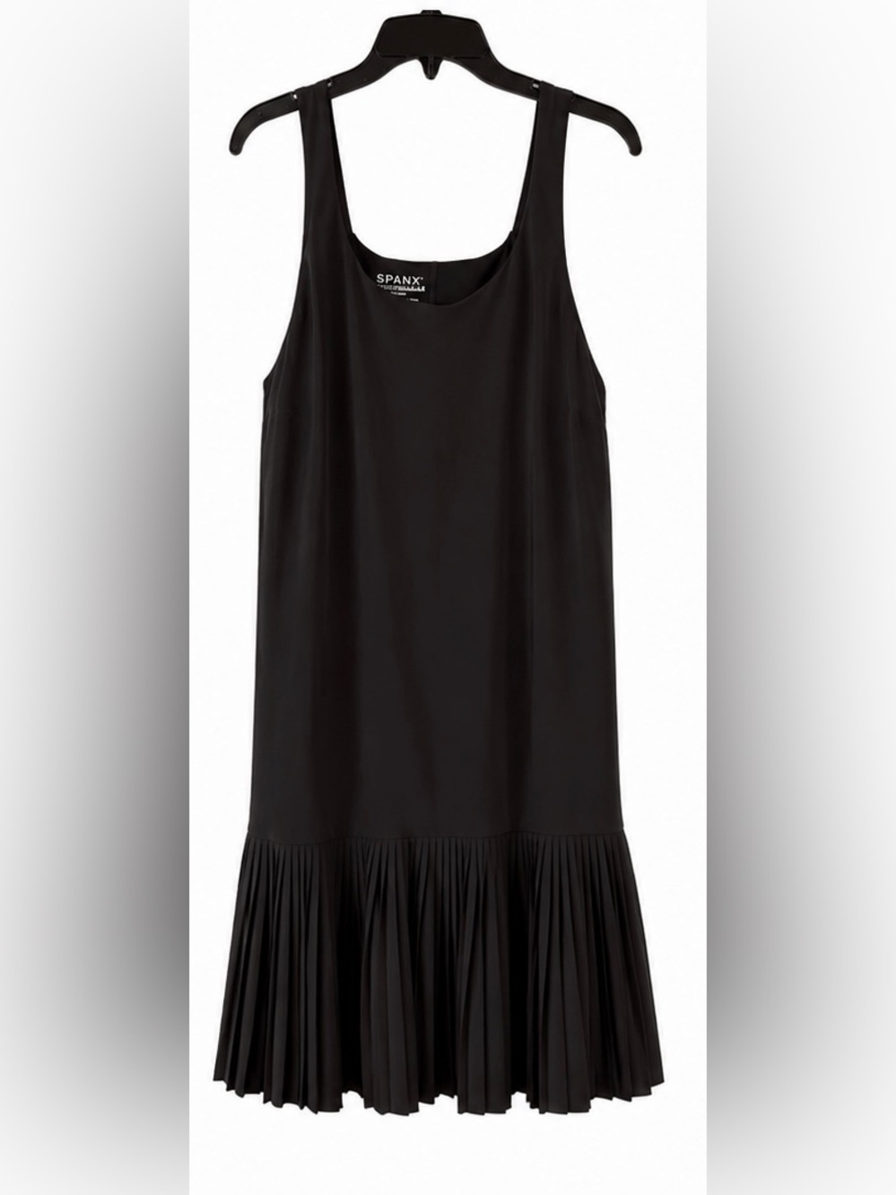 SPANX Black Sleeveless Pleated-Hem Mini Dress